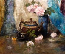 Roses with a Teapot - James Cowper